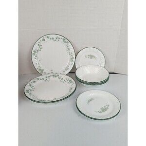 CORELLE BY CORNING CALLAWAY IVY SWIRL LOT OF 10 3 Dinner Plates 3 Saucers 4 Bowl